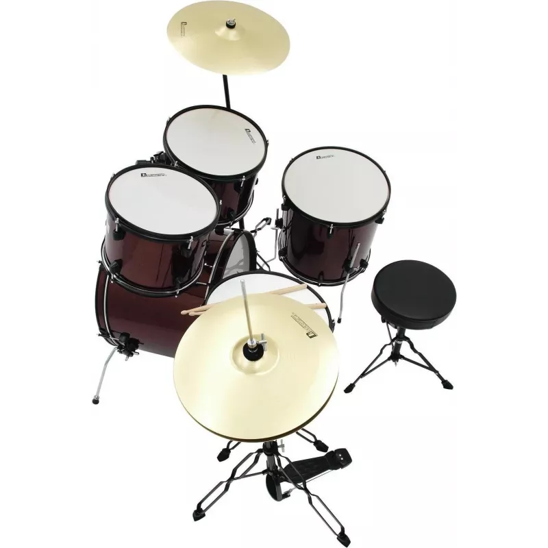Dimavery DS-200 Batería rojo vino incl. pedal de bombo y platillos
