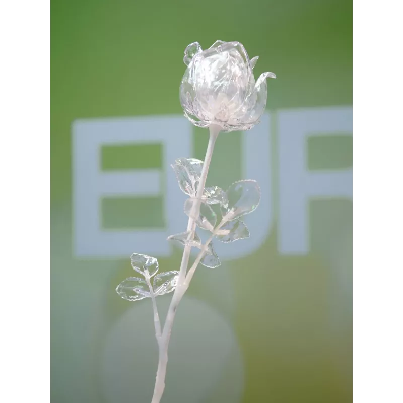 EUROPALMS Crystal Rose flor artificial, transparente, 81 cm, pack de 12 pack ahorro 82600210