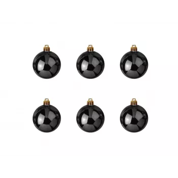EUROPALMS bola decorativa 7 cm, negra, pack de 6 (83501253)