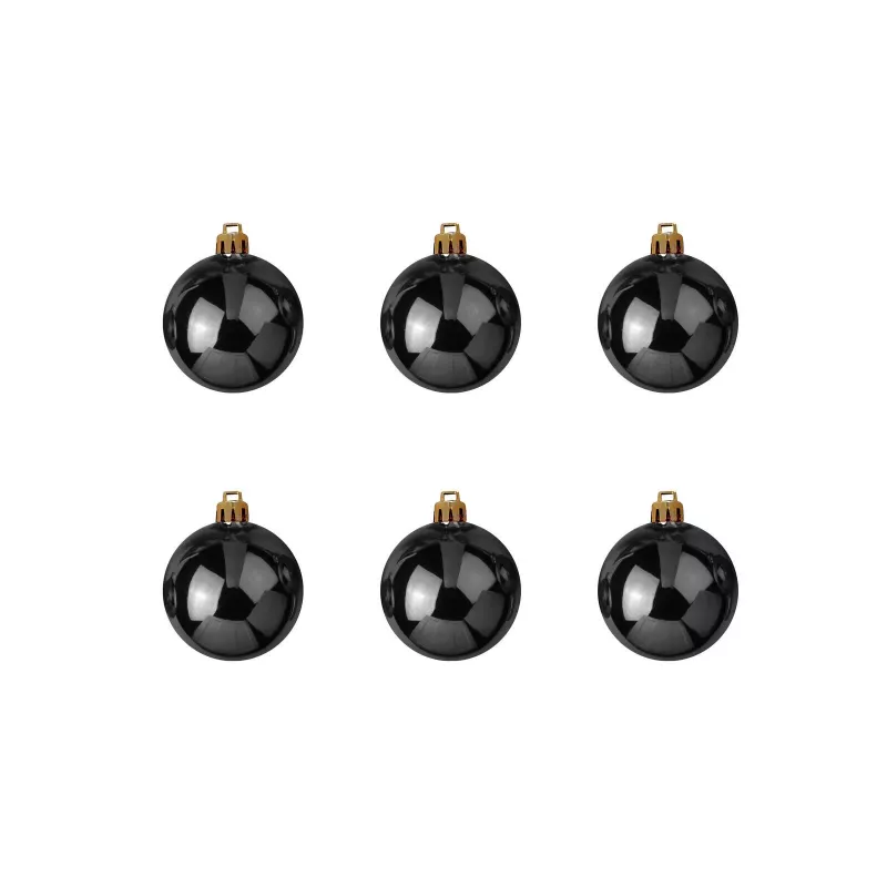EUROPALMS bola decorativa 7 cm, negra, pack de 6 (83501253)