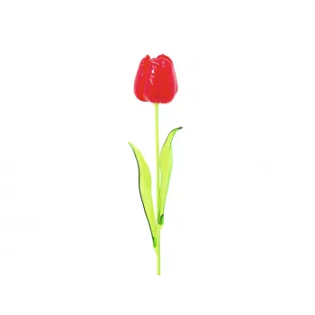 EUROPALMS Tulipán de cristal Flor artificial, rojo, 61cm, pack de 12 82600205