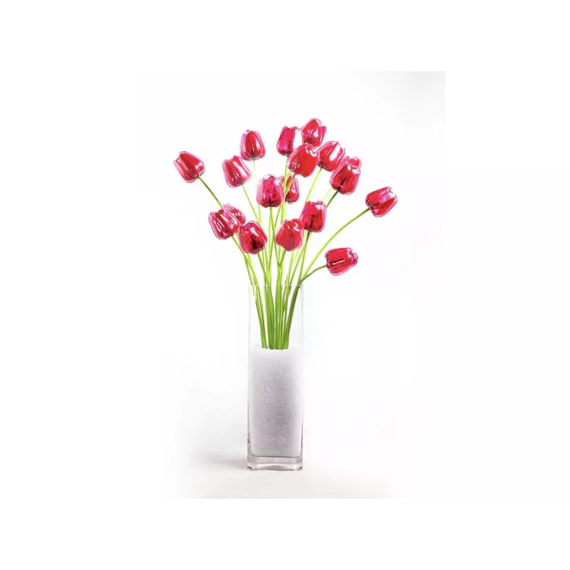 EUROPALMS Tulipán de cristal Flor artificial, rojo, 61cm, pack de 12 82600205