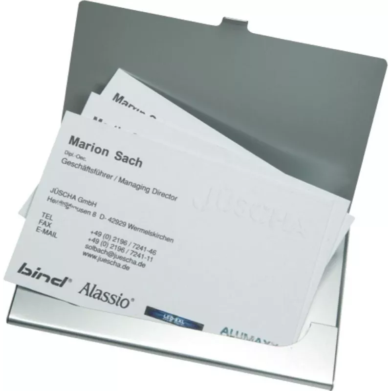 JÜSCHA Alassio tarjetero, aluminio, plata mate, para aprox. 10 tarjetas, 93 x 60 x 5 mm 0334