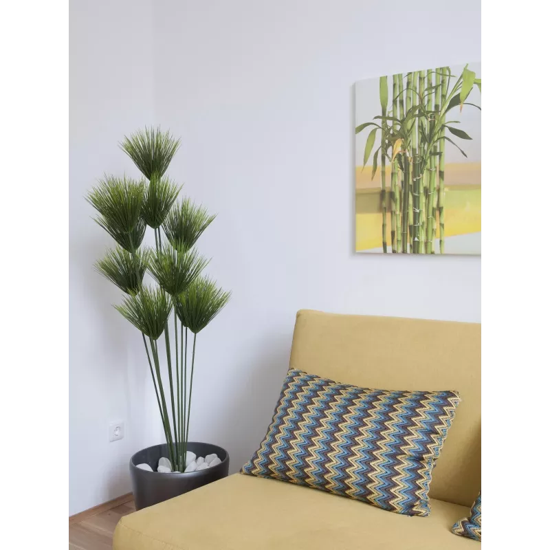 EUROPALMS Planta artificial de papiro, 150 cm, verde, en maceta negra 82600223