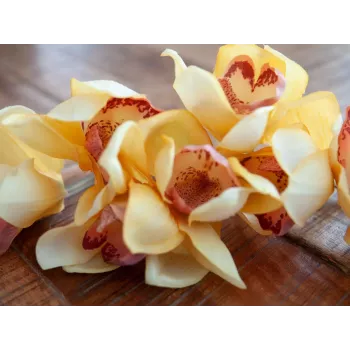 EUROPALMS Rama artificial de cymbidium, amarillo, 90 cm 82530314