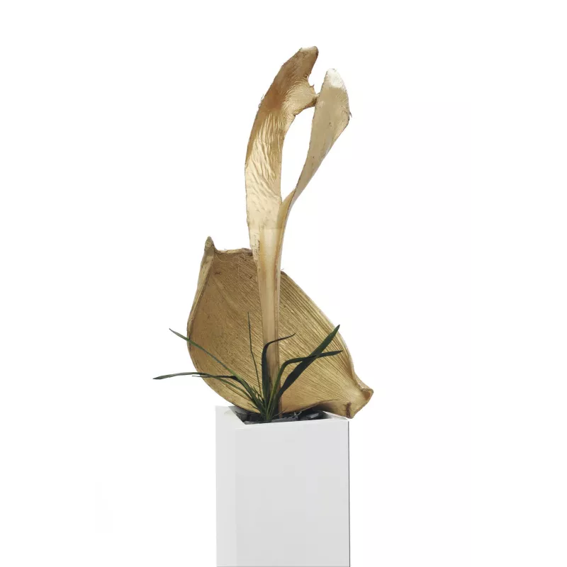 EUROPALMS Cabeza de hoja de palma seca, dorado, 60 cm 83502362