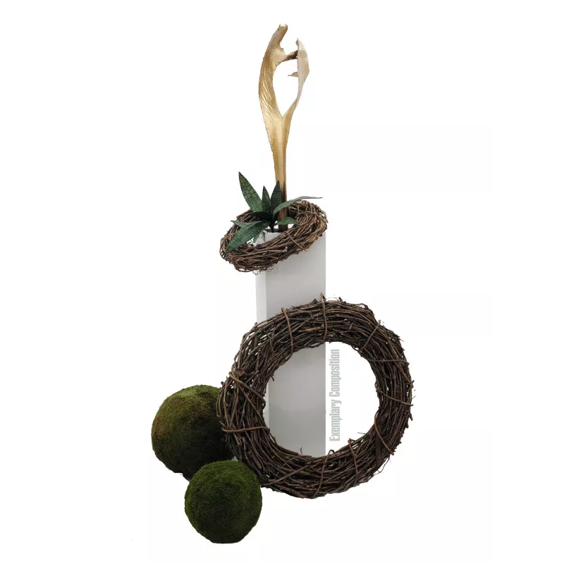 EUROPALMS Cabeza de hoja de palma seca, dorado, 60 cm 83502362
