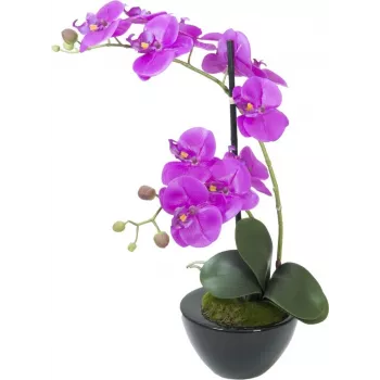EUROPALMS Arreglo artificial de orquídeas 4, phalaenopsis blancas en maceta de cerámica, 60 cm 82530349