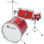 DIMAVERY Batería infantil roja set acústico de 5 piezas con platillos, taburete y baquetas