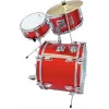 DIMAVERY Batería infantil roja set acústico de 5 piezas con platillos, taburete y baquetas