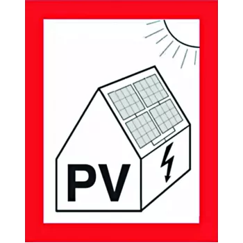 Cimco Señal de protección contra incendios para instalaciones fotovoltaicas, 100 x 100 mm, plástico autoadhesivo 182799