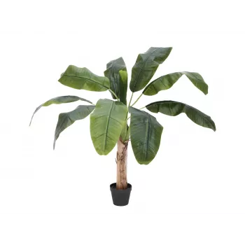 EUROPALMS Planta artificial de plátano, 100cm, hojas verdes, maceta negra 82509503