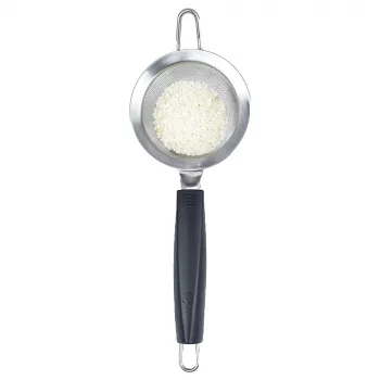 LURCH TANGO Colador de cocina 9,5 cm, negro/plata, colador fino de acero inoxidable con mango de plástico 230240