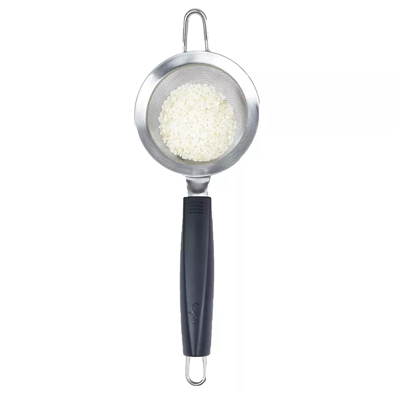 LURCH TANGO Colador de cocina 9,5 cm, negro/plata, colador fino de acero inoxidable con mango de plástico 230240