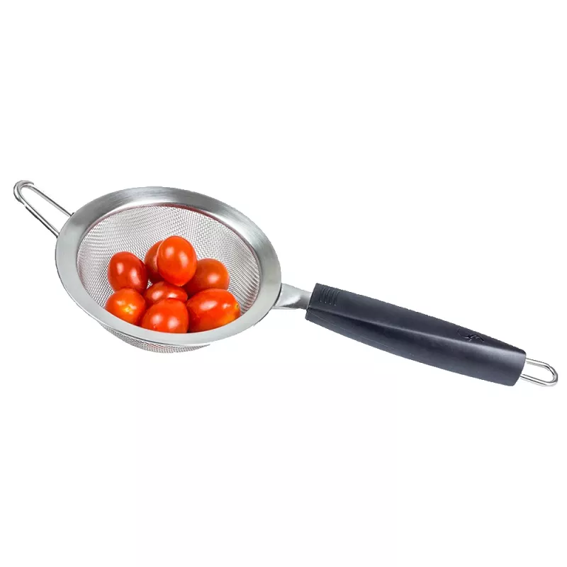LURCH TANGO Colador de cocina 9,5 cm, negro/plata, colador fino de acero inoxidable con mango de plástico 230240