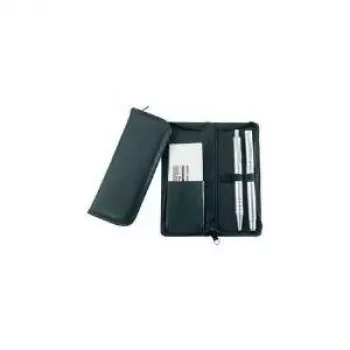 JÜSCHA Alassio Estuche para 3 instrumentos de escritura, piel, negro, con compartimento para tarjetas de crédito (2603)