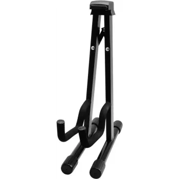 Dimavery Soporte de guitarra A-frame para guitarras acústicas, eléctricas y bajos – acero plegable con acolchado de espuma, negro 26348048