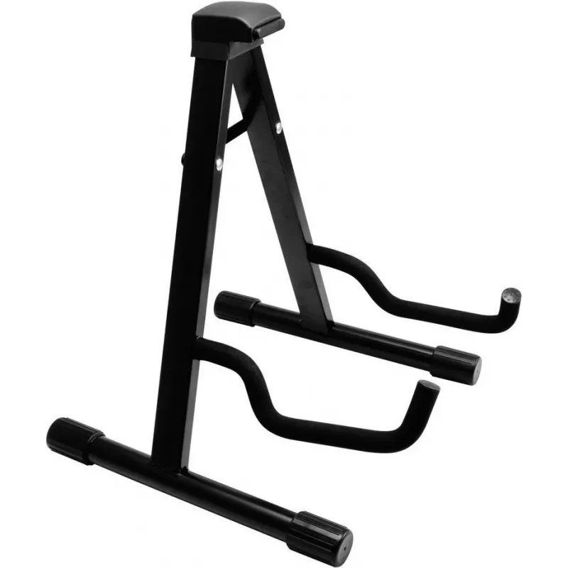 Dimavery Soporte de guitarra A-frame para guitarras acústicas, eléctricas y bajos – acero plegable con acolchado de espuma, negro 26348048