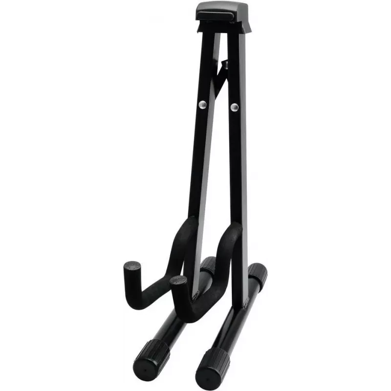 Dimavery Soporte de guitarra A-frame para guitarras acústicas, eléctricas y bajos – acero plegable con acolchado de espuma, negro 26348048