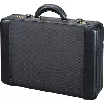 JÜSCHA ALASSIO Maletín portátil con funda de portátil extraíble, ampliable, candados de combinación, negro nailon/cuero sintético (45039)