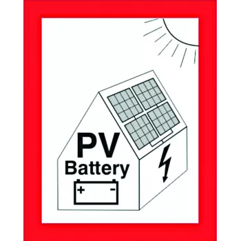 CIMCO señal de protección contra incendios para instalaciones fotovoltaicas con acumulador de batería, film autoadhesivo, 105 x 148 mm, rojo/blanco/negro 182798