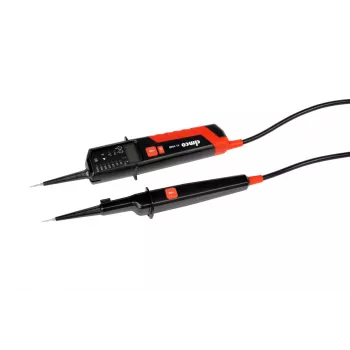 CIMCO 111438 Comprobador de tensión bipolar CAT IV 600 V / CAT III 1000 V con indicación LED/LCD, prueba de continuidad, secuencia de fases, medición de resistencia y frecuencia, IP64