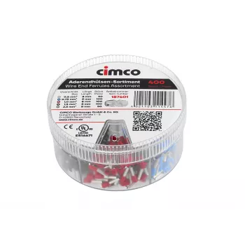 Cimco 187601 Surtido de terminales de empalme, parcialmente aislados, 1250 uds., DIN 46228-4