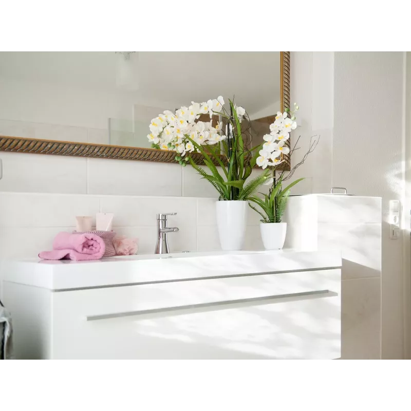 EUROPALMS Arreglo de orquídeas artificiales 1, en maceta, blanco-rosa, 60 cm 82530346