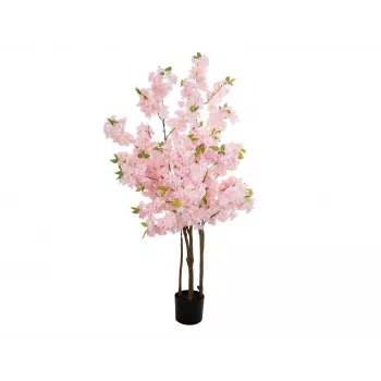 EUROPALMS árbol de cerezo en flor artificial con 3 troncos, rosa, 160cm 82507834