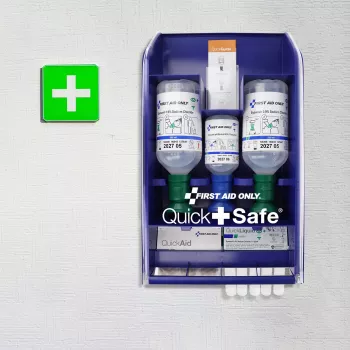 First Aid Only Quick+ Safe DIN EN 15154-4 botiquín de primeros auxilios, azul, montaje en pared, plástico ABS, contenido DIN 13157 P-44026 00