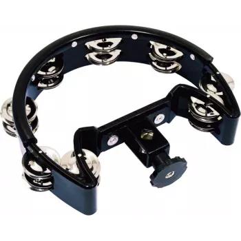 DIMAVERY pandereta semicircular con soporte, 16 pares de sonajas, negra 26056685
