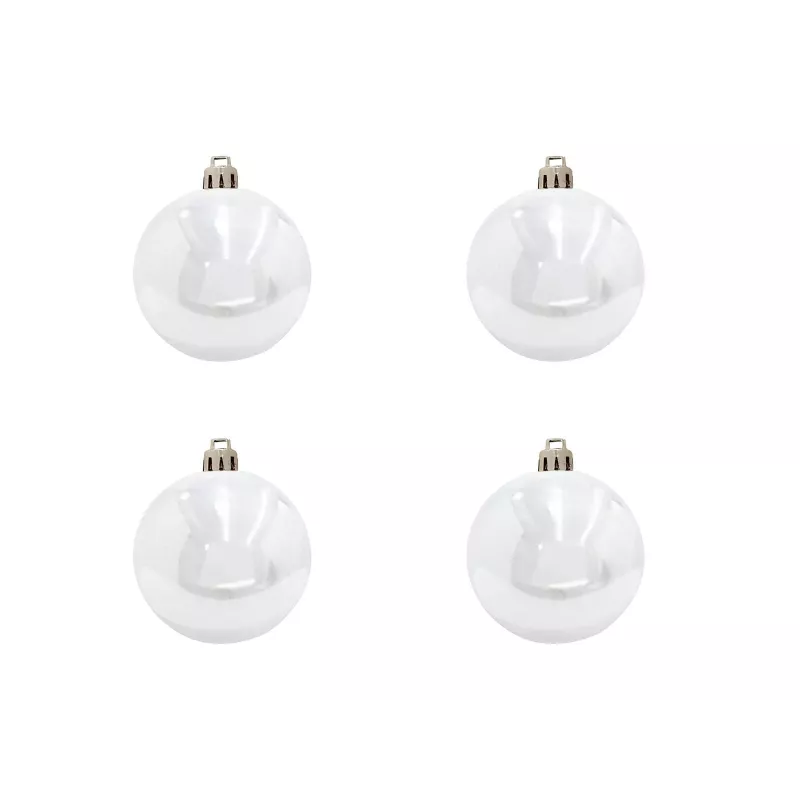 EUROPALMS set de bolas decorativas 10 cm, blanco, 4 unidades 83501264