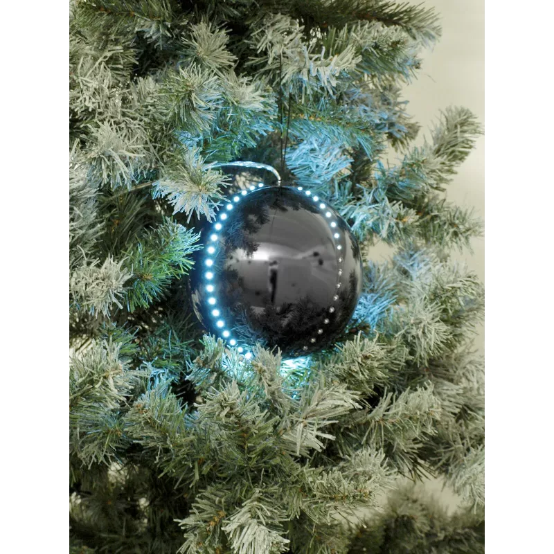 EUROPALMS Bola de nieve LED 8 cm, negra, pack de 5 (83501236)