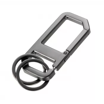TROIKA ALVAR NERO Llavero con mosquetón, gunmetal/negro (KR26-05/GM)