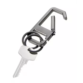 TROIKA ALVAR NERO Llavero con mosquetón, gunmetal/negro (KR26-05/GM)