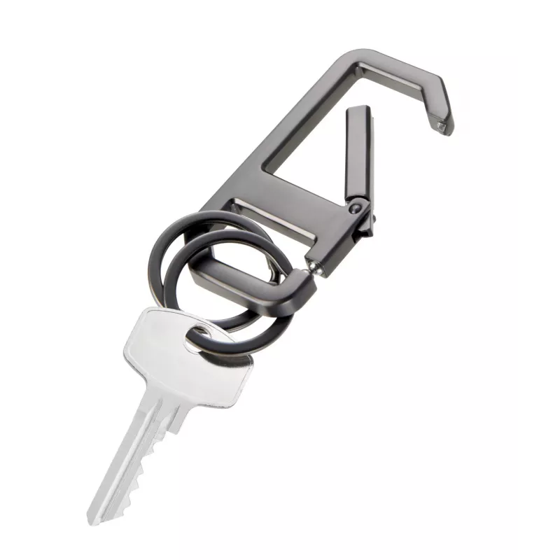 TROIKA ALVAR NERO Llavero con mosquetón, gunmetal/negro (KR26-05/GM)