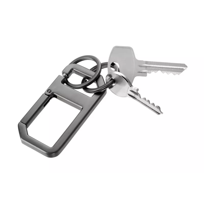 TROIKA ALVAR NERO Llavero con mosquetón, gunmetal/negro (KR26-05/GM)