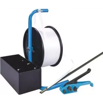 Banholzer&Wenz set de flejado de poliéster 19 mm x 600 m con dispensador portátil y 1000 cierres de acero (17051)