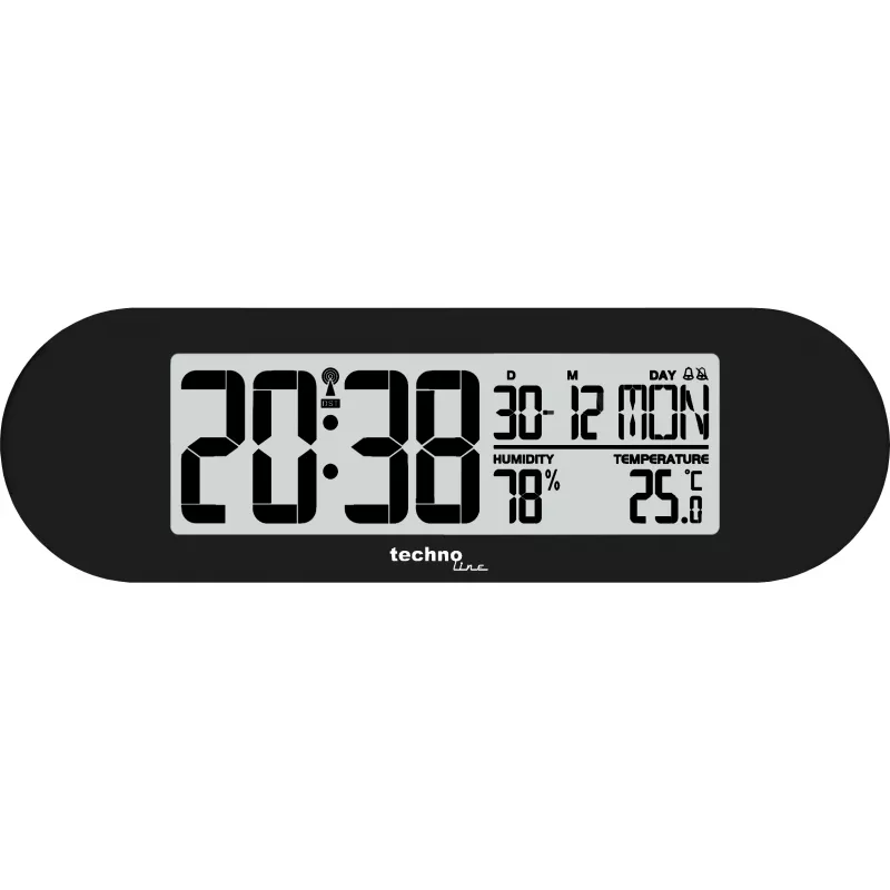 Technoline despertador digital radiocontrolado con función snooze, fecha y temperatura interior
