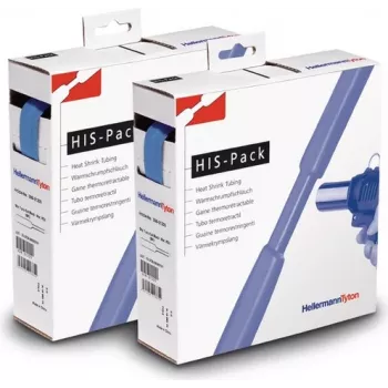 HellermannTyton HIS-PACK-9,5/4,7-BU Tubo termorretráctil, azul, 9,5 mm de diámetro expandido, 4,7 mm recuperado, 5 m de longitud, ratio 2:1, caja dispensadora