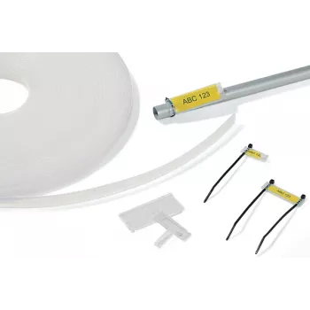 Soporte de marcado de PVC transparente HellermannTyton HCR 12, 25 m x 13 mm, imprimible por transferencia térmica