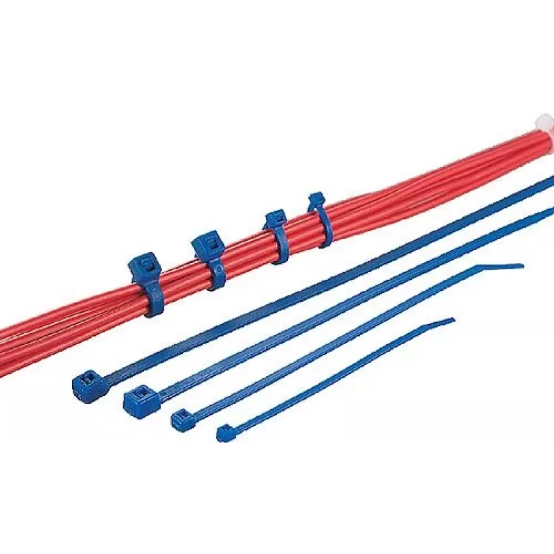 Bridas de cable estándar HellermannTyton T80L, 390 x 4,6 mm, PA66, azul, 100 uds. 116-05416
