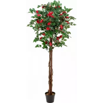 Árbol de camelias rojo con maceta EUROPALMS, planta artificial, 180 cm 82507226