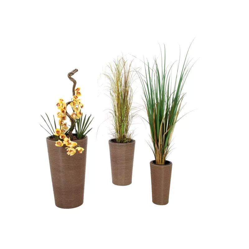EUROPALMS India Juego de macetas decorativas, 3 tamaños, efecto piedra gris, interior/exterior 83011268