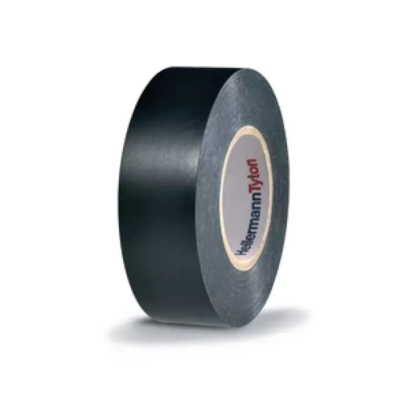 HellermannTyton HTAPE-FLEX1000+ cinta aislante eléctrica de PVC negra, 19 mm x 20 m, 105 °C, RoHS 710-00602