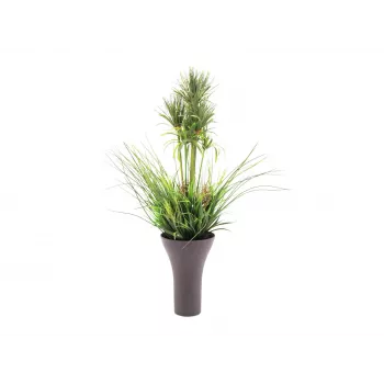 EUROPALMS arreglo de césped artificial, 90cm, verde, en maceta negra 82600137