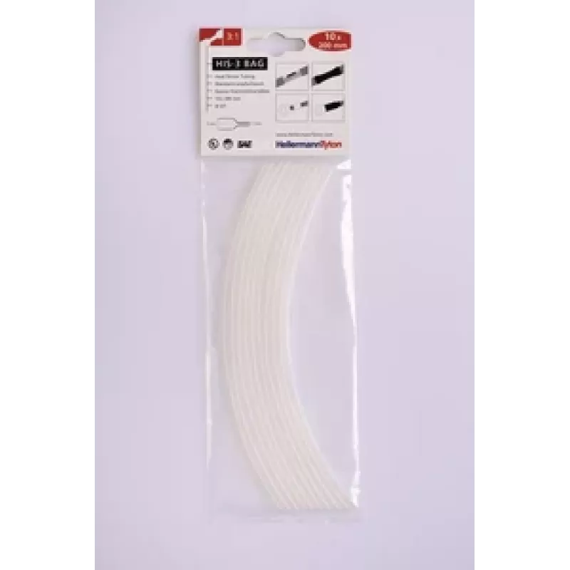 HellermannTyton HIS-3 tubo termorretráctil 3:1, 3 mm, negro, 20 cm, 10 unidades (308-30315)
