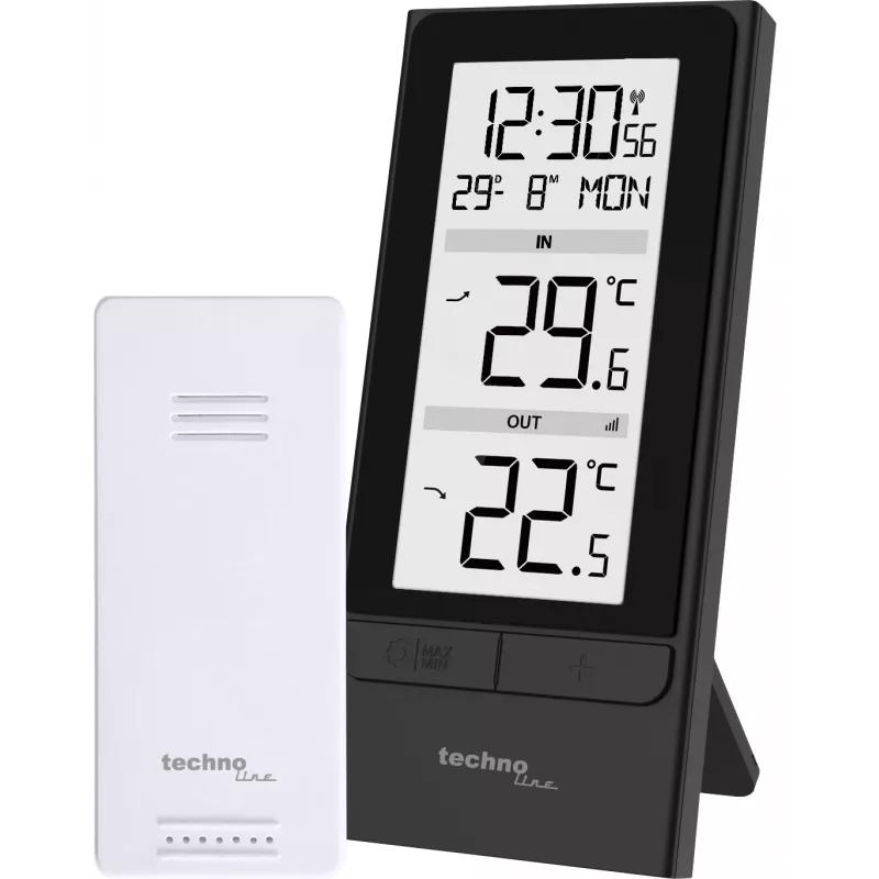 Technoline WS9787 estación meteorológica inalámbrica con sensor exterior, negro/plata