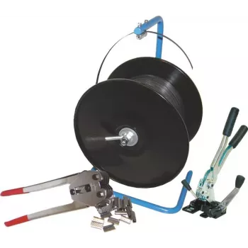 Banholzer&Wenz Set de flejado de PP con dispensador manual, 16 mm x 500 m, 2000 cierres 17514