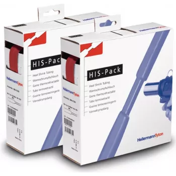 HellermannTyton HIS-PACK-19,1/9,5-RD Tubo termorretráctil, 2:1, rojo, 19,1 mm expandido, 9,5 mm recuperado, longitud 5 m, caja dispensadora